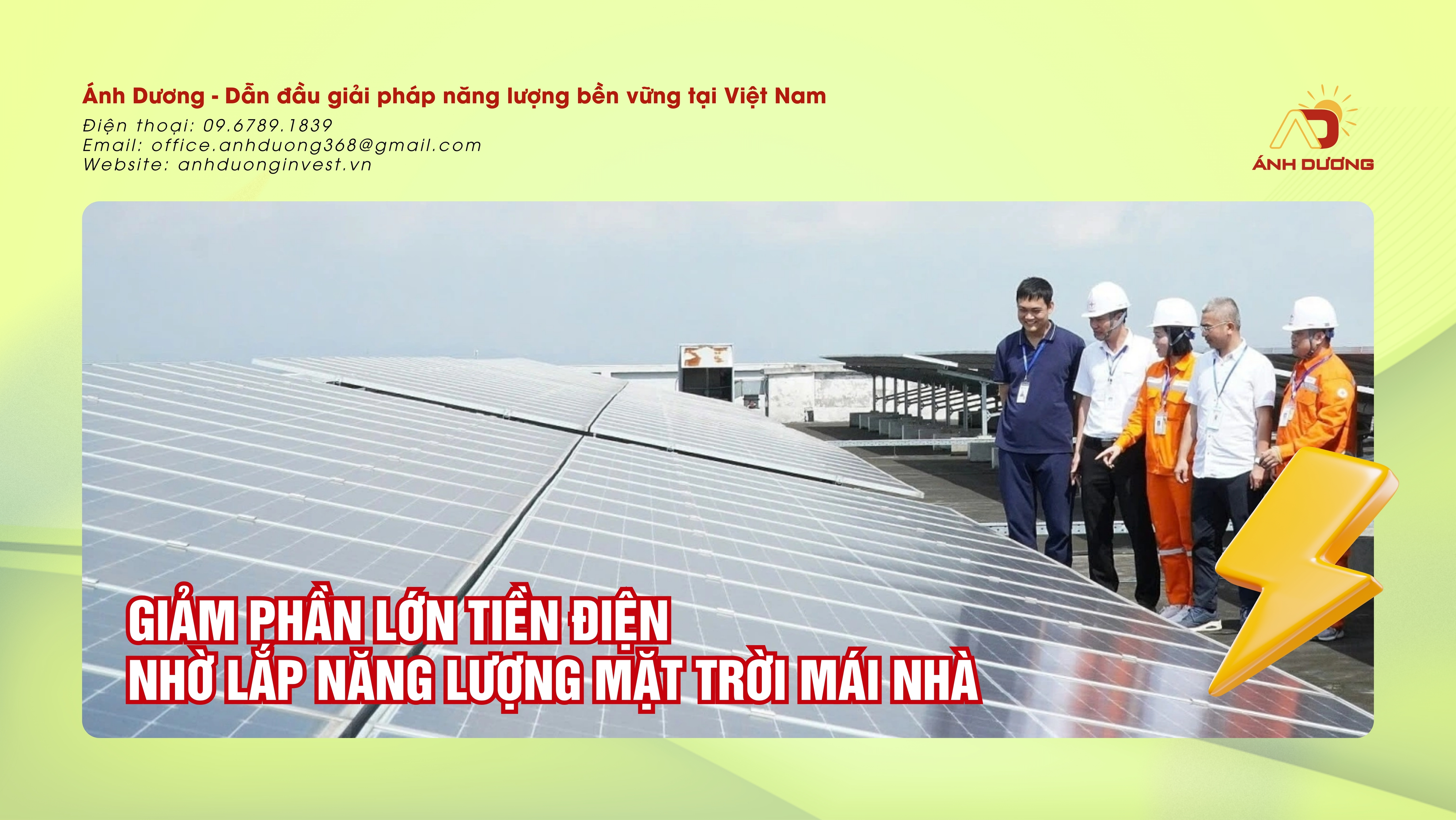 Gia dinh chi Thuy giam phan lon tien dien nho lap dien mat troi mai nha - ANH DUONG INVEST CORPORATION